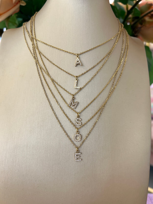 DAINTY INITIAL DIAMANTE NECKLACE