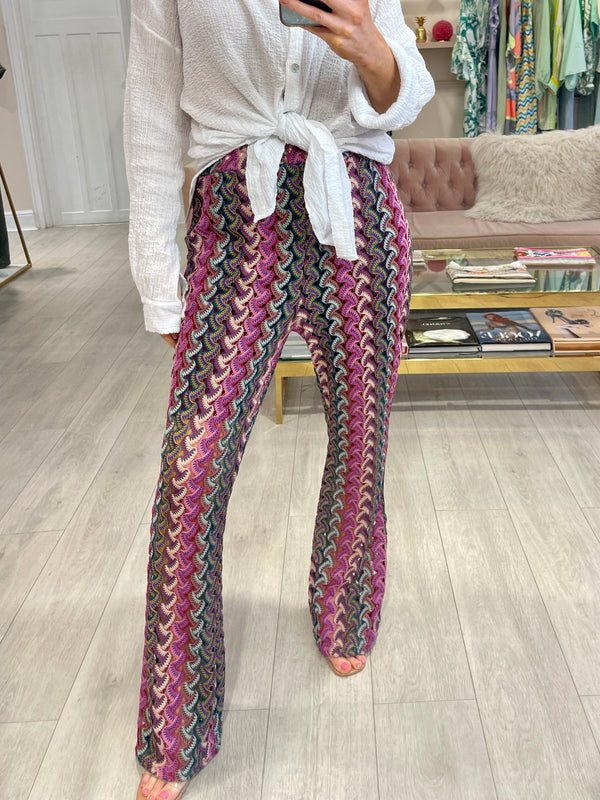 CECILIA KNIT TROUSERS PINK/PURPLE