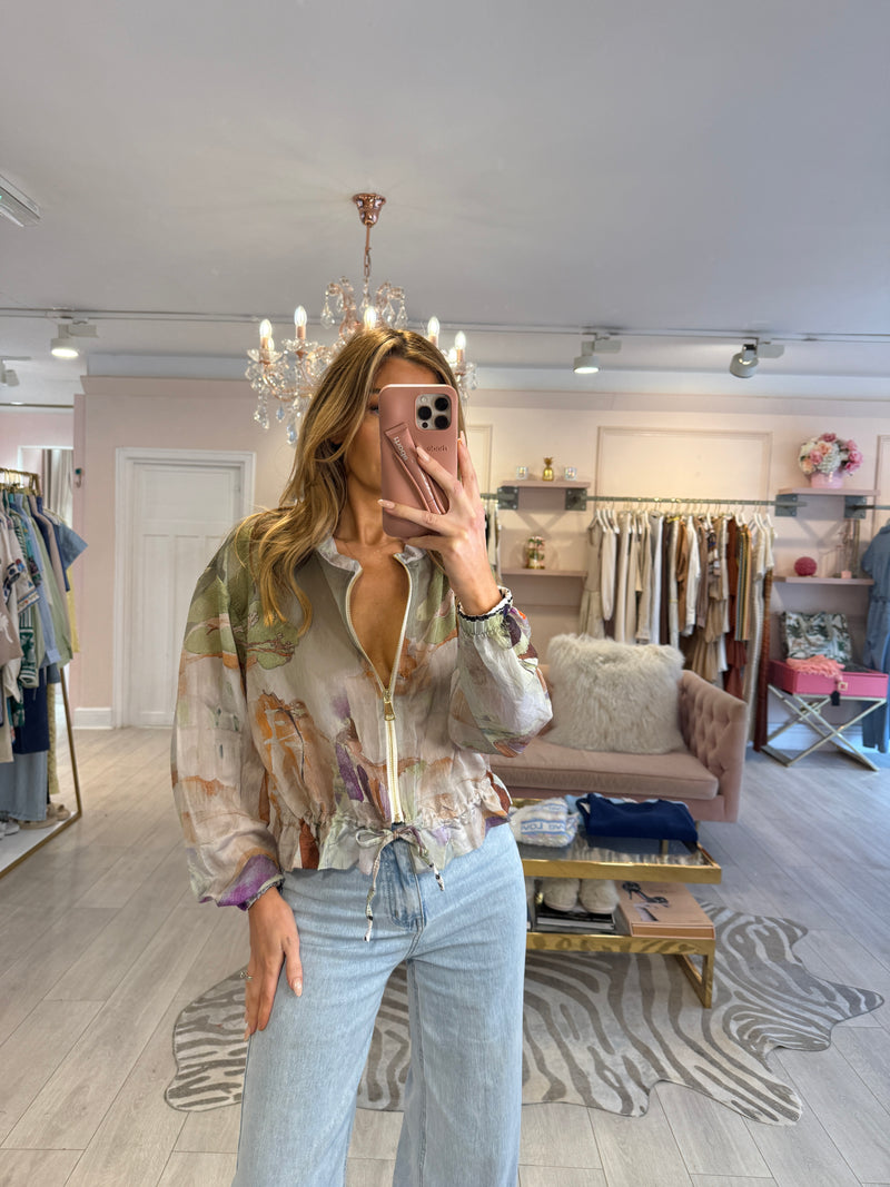 WATERCOLOUR PRINT JACKET KHAKI