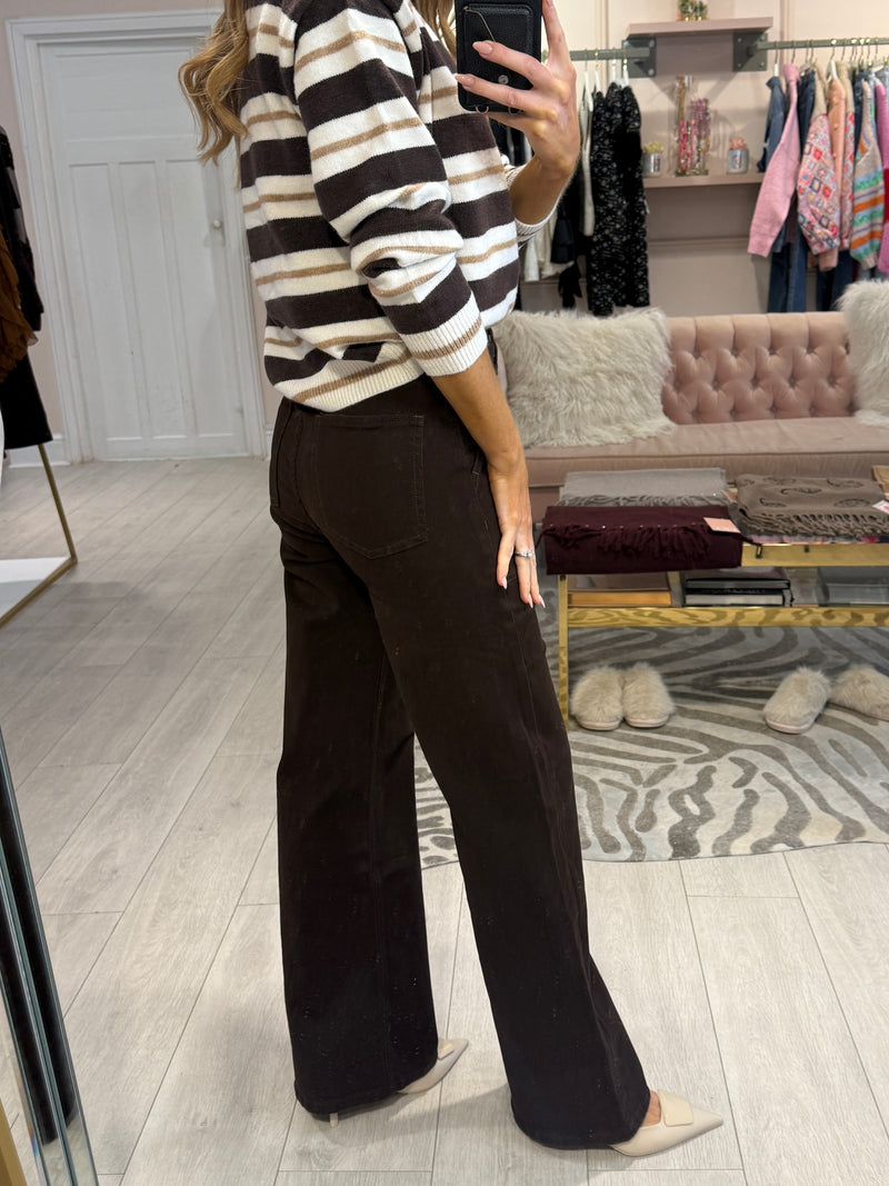 GEORGIA STRAIGHT LEG HIGH RISE JEANS BROWN