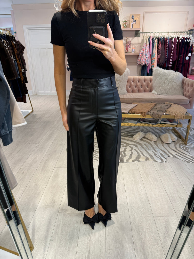 FRANCES FAUX LEATHER TROUSERS BLACK