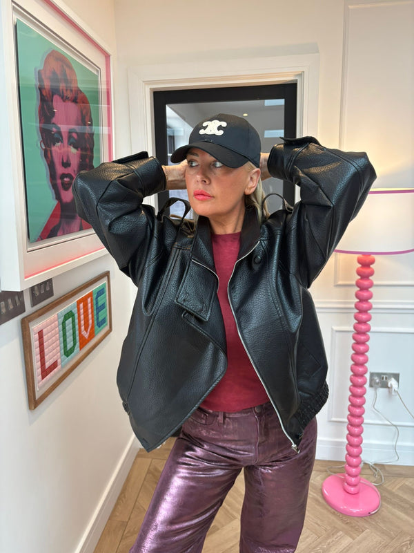 NINA FAUX LEATHER OVERSIZED BIKER