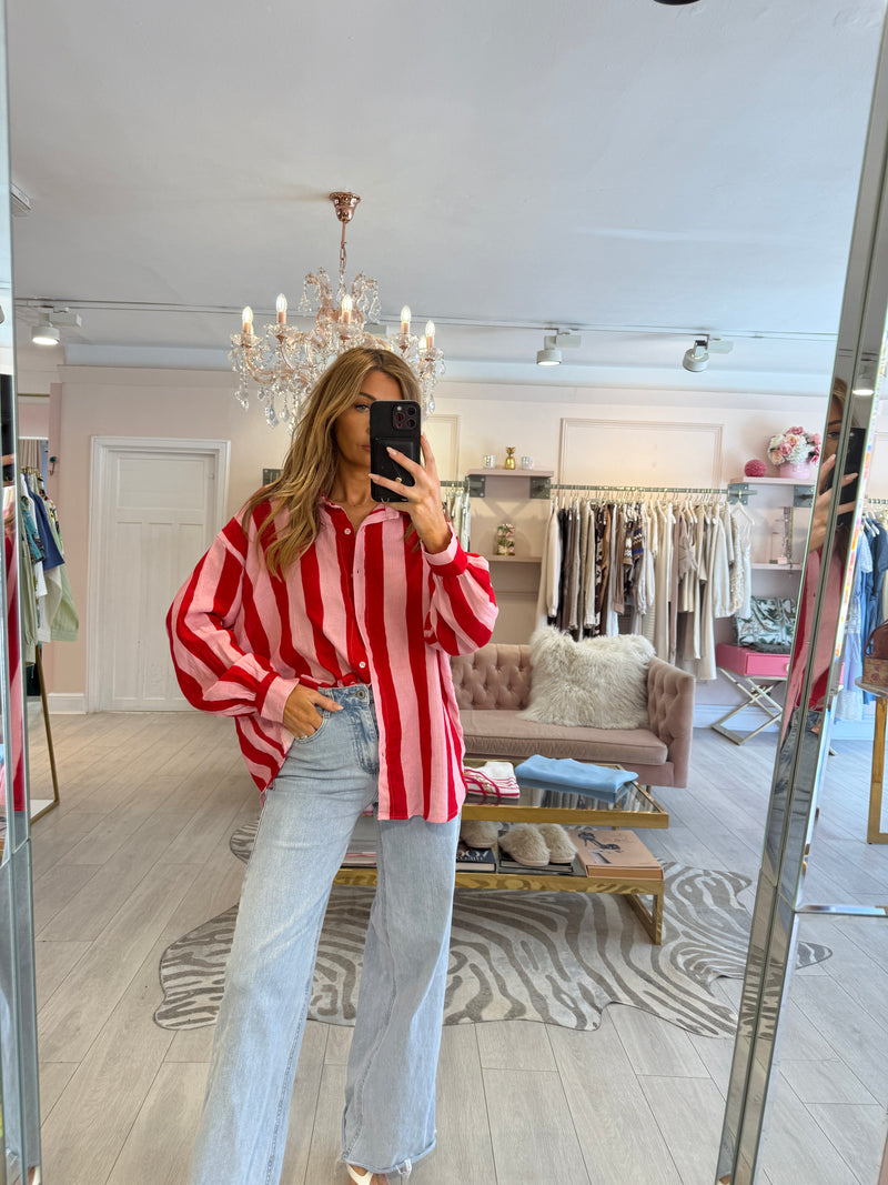 NEVE STRIPE SHIRT RED PINK