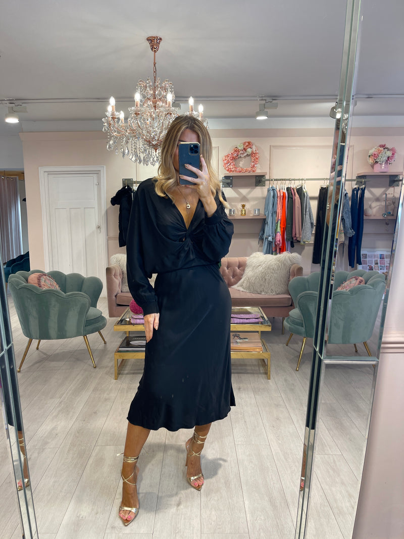 MELODY BLACK SATIN SKIRT