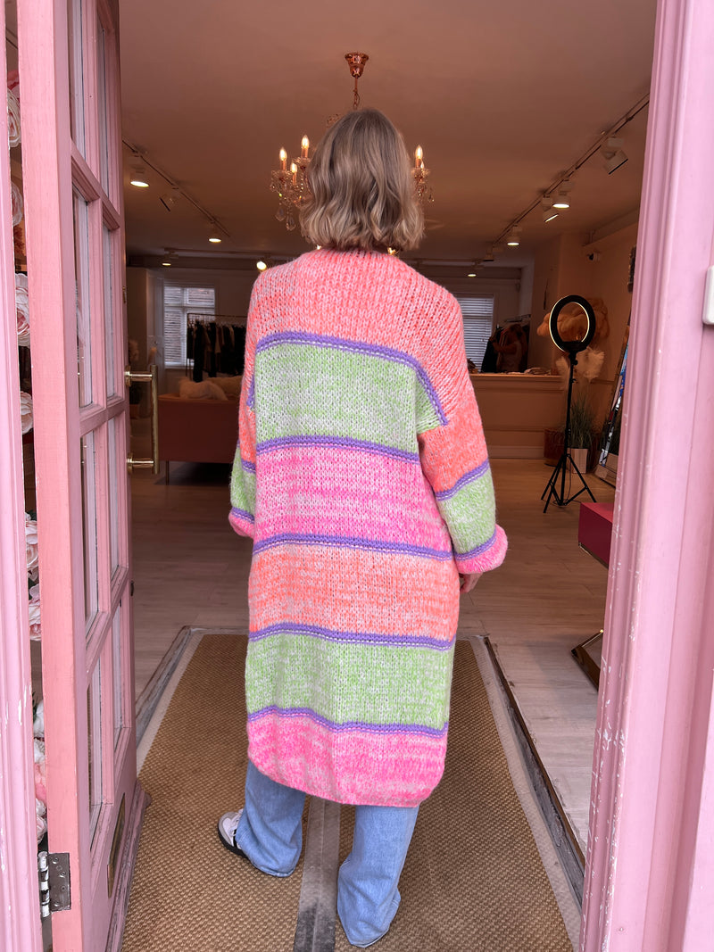 EADIE NEON BALLOON SLEEVE KNIT MAXI CARDI
