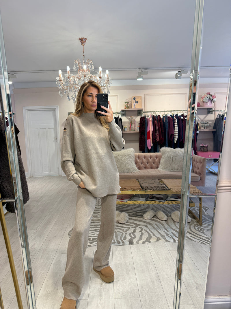 SOPHIA KNIT LOUNGE SET OATMEAL