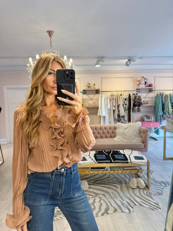 CELINA RUFFLE BLOUSE NUDE