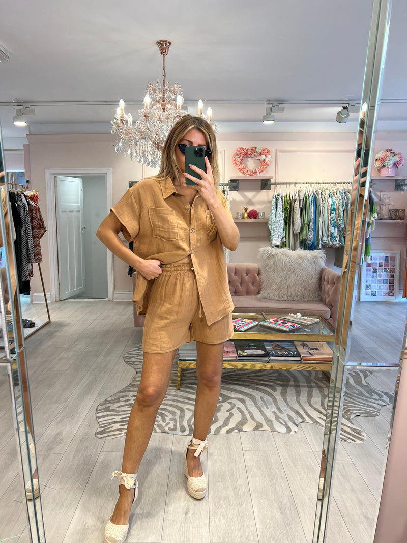 LOIS SOFT COTTON SHORT SET CAMEL