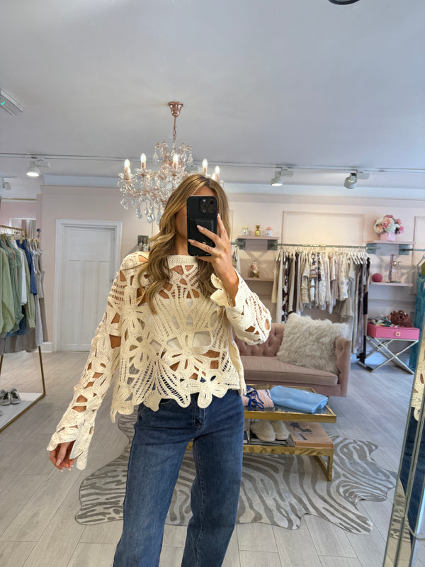 SAMMIE CROCHET TOP BEIGE