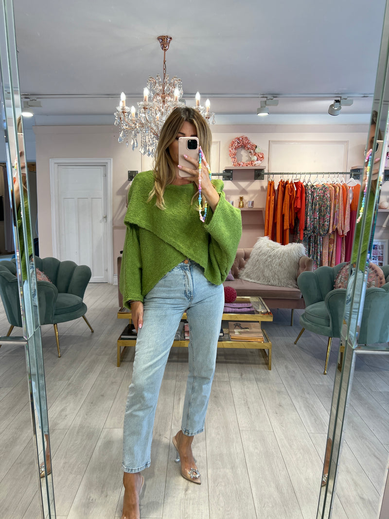 ARDEN GREEN CROSS FRONT KNITTED JUMPER