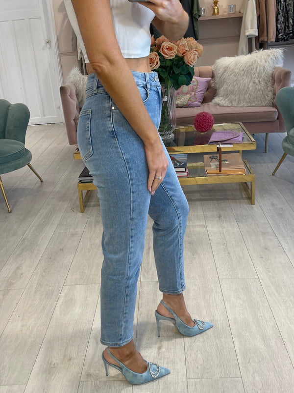 LUCY STONEWASH MOM MOM JEANS