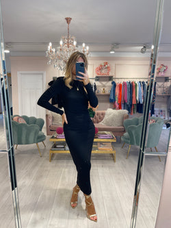 ESME LONG SLEEVED MAXI DRESS BLACK