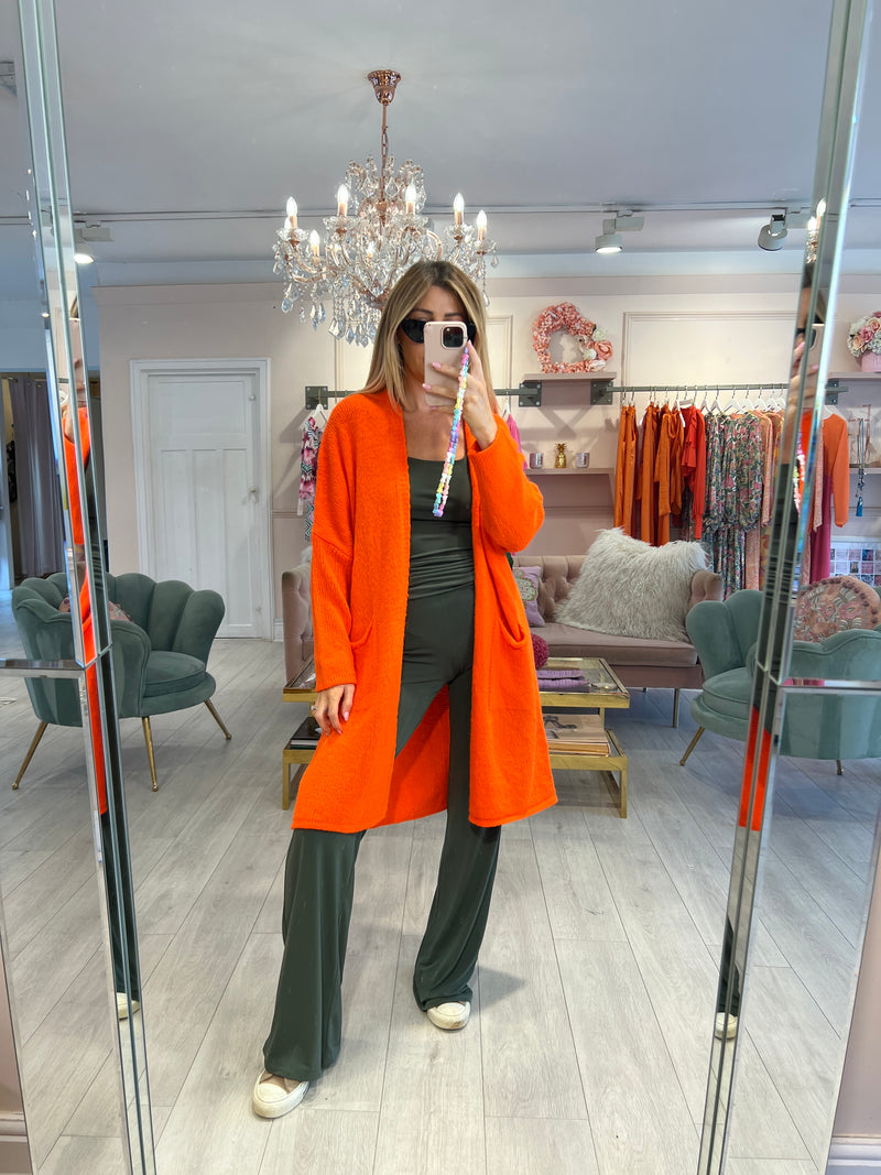 LOVE & PEACE ORANGE OVERSIZED CARDI