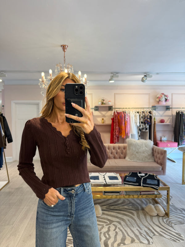 DEEDEE SCALLOP TRIM JUMPER BROWN