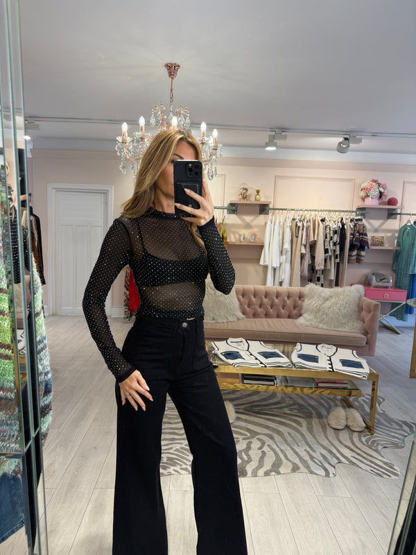 TWILIGHT DIAMANTE TOP BLACK