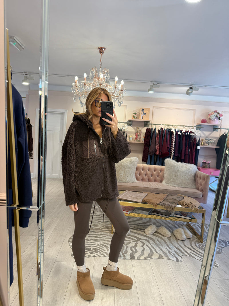 CANDACE BORG FLEECE FULL ZIP JACKET CHOCOLATE