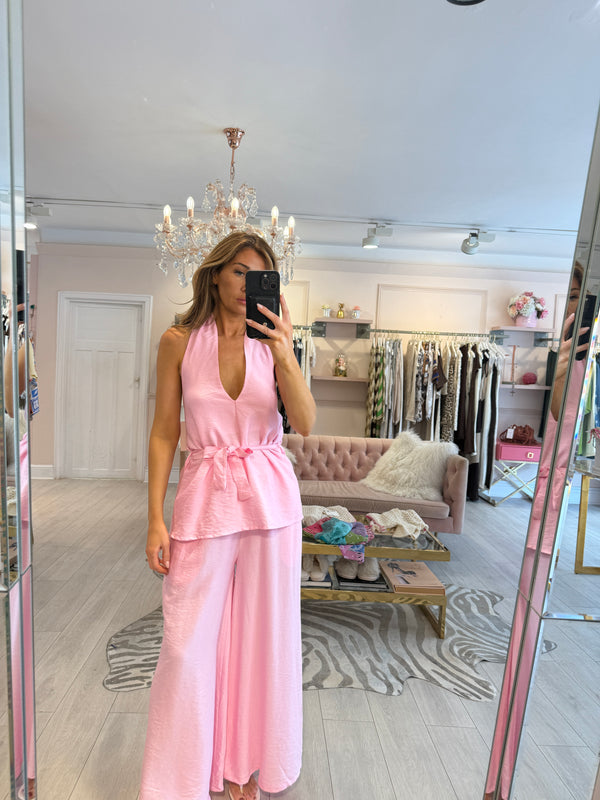 AURA HALTERNECK TROUSER SET PINK