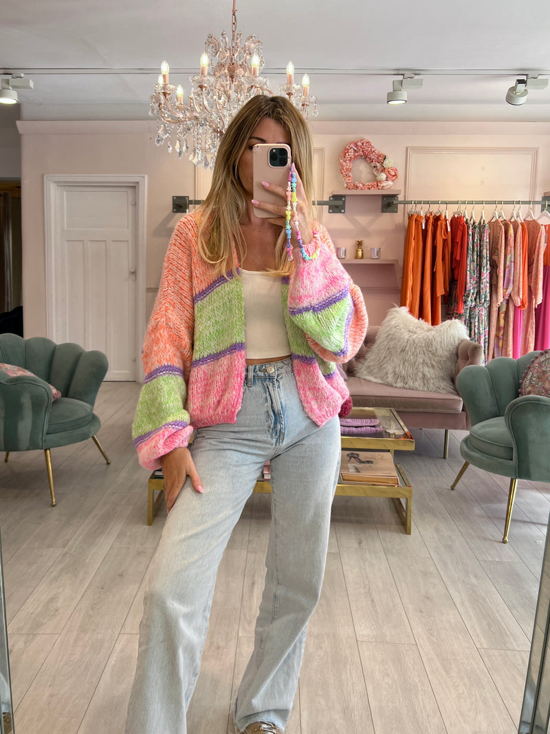FRANCINE NEON CHUNKY SHORT CARDIGAN