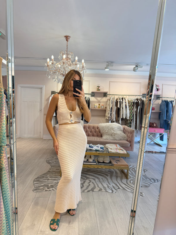 CORAL CROCHET MAXI SKIRT SET CREAM