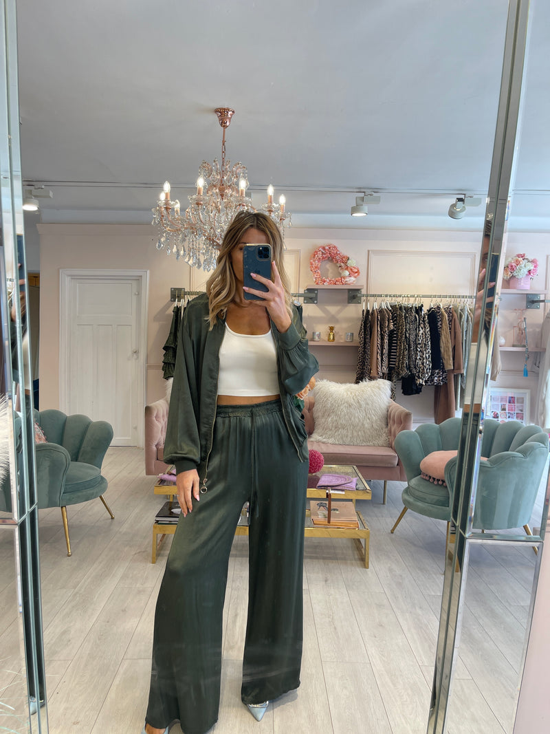 KHAKI SATIN TROUSER