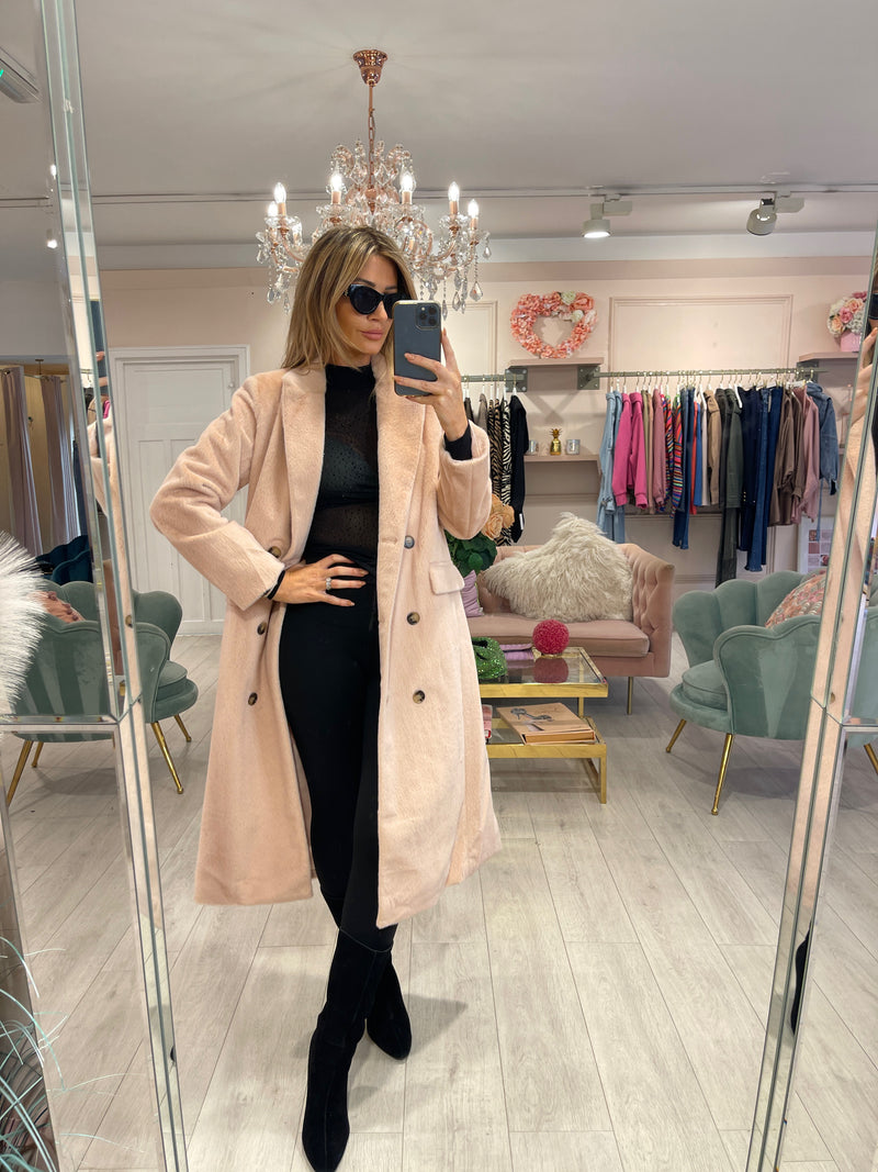 CHICHI LUXE PINK FAUX FUR DUSTER COAT