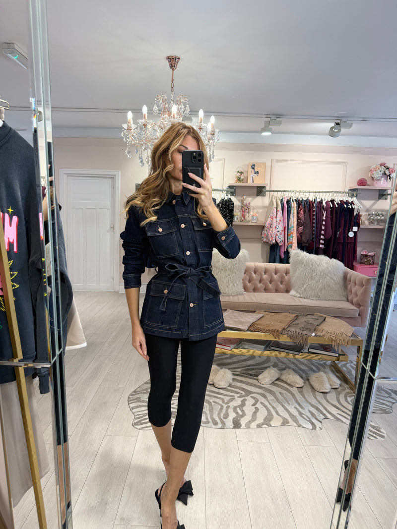 ELARA DENIM SHACKET DARK WASH