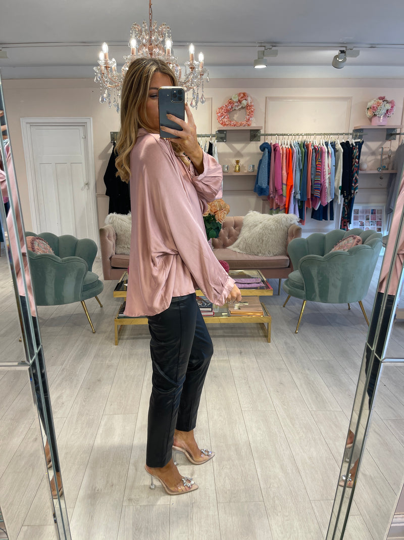 ZOEY SATIN BLOUSE PINK