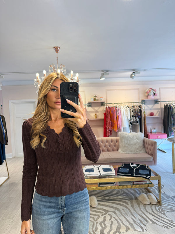 DEEDEE SCALLOP TRIM JUMPER BROWN