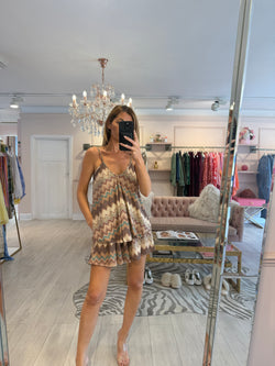 CHARLOTTE BROWN CHEVRON LUREX PRINTED SHORT SET