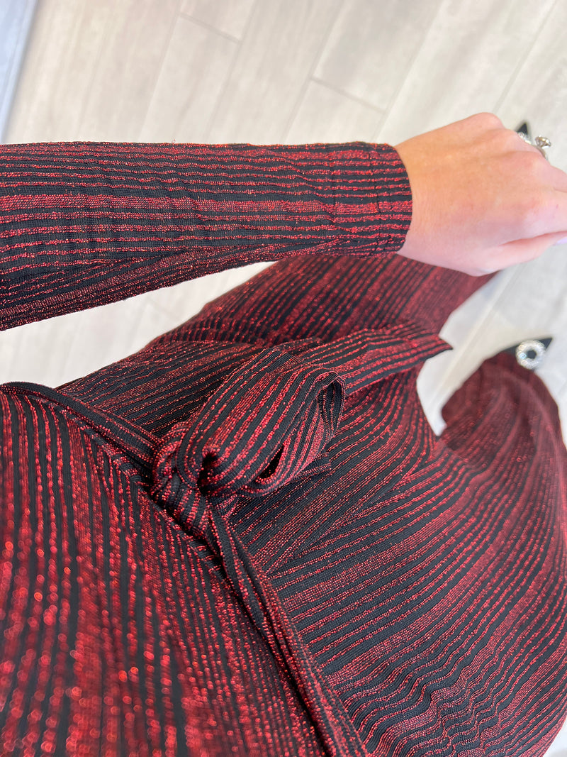 GINA LUREX RED/BLACK JUMPSUIT