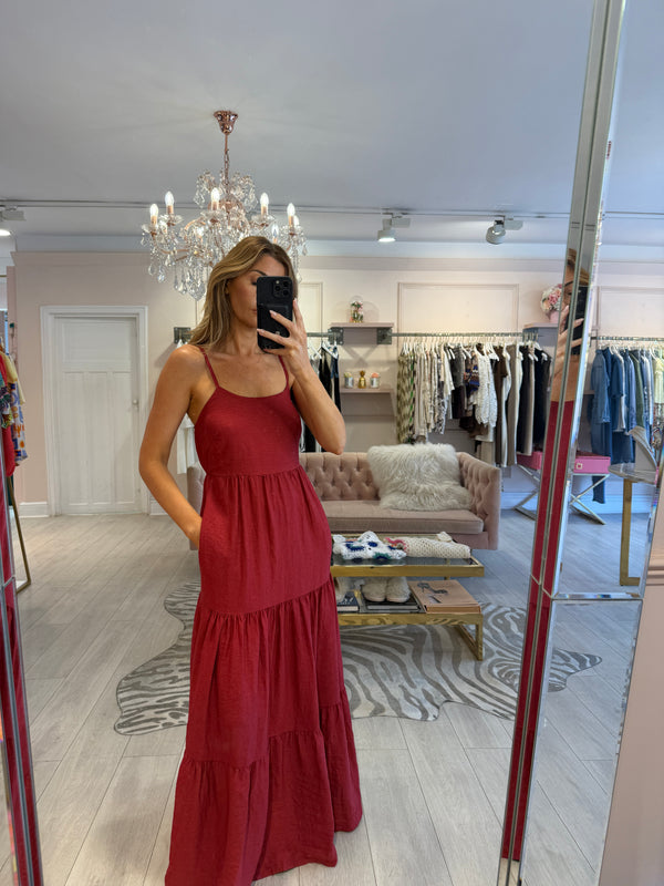 KATIE FRONT POCKET TIERD DRESS RUST