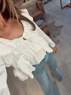 ANGELIE RUFFLE BLOUSE WHITE