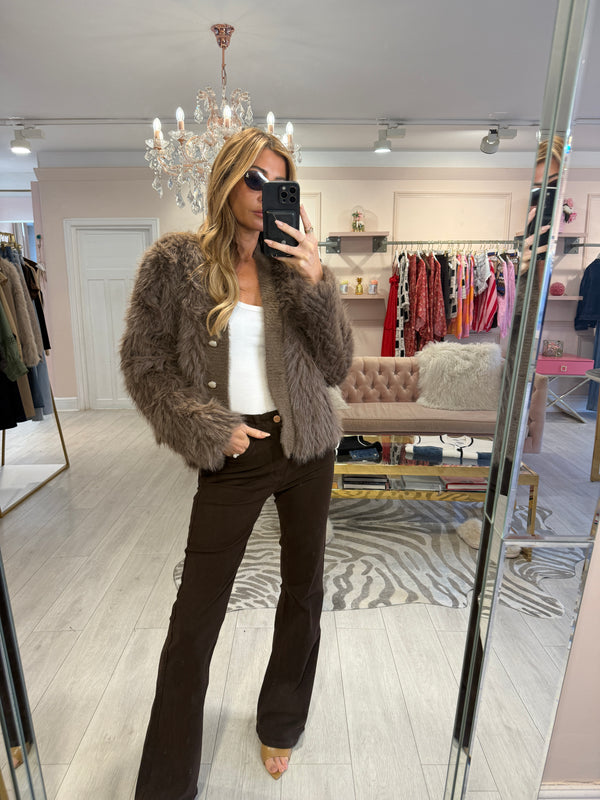 ELSA FLUFFY JACKET BROWN