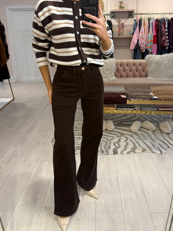 GEORGIA STRAIGHT LEG HIGH RISE JEANS BROWN