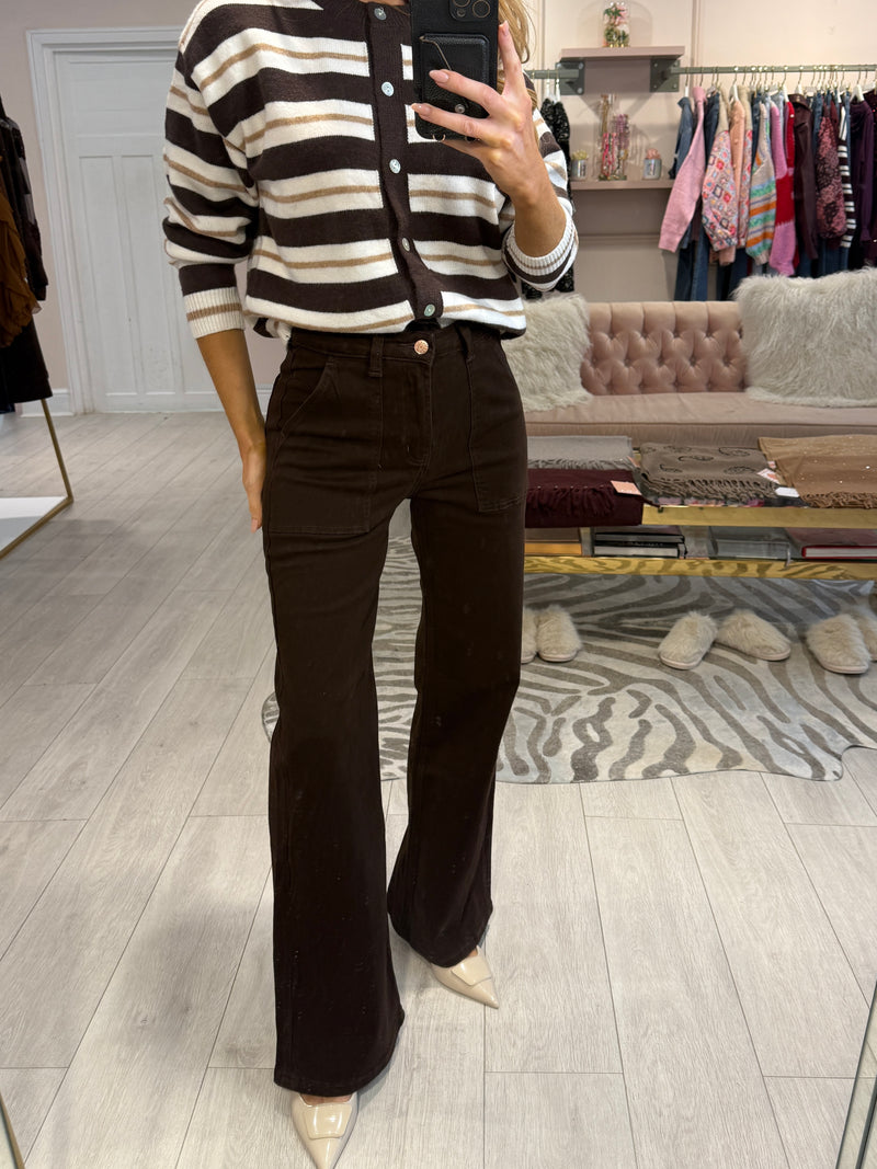 GEORGIA STRAIGHT LEG HIGH RISE JEANS BROWN