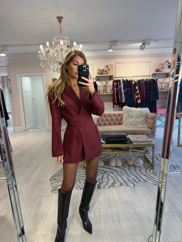 AMELIE BLAZER PLAYSUIT BURGUNDY