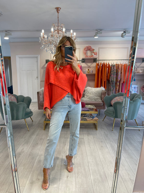 ARDEN CORAL CROSS FRONT KNITTED JUMPER