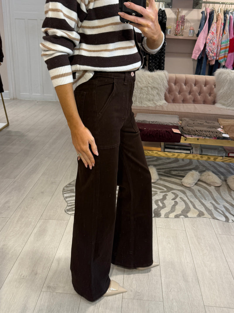 GEORGIA STRAIGHT LEG HIGH RISE JEANS BROWN