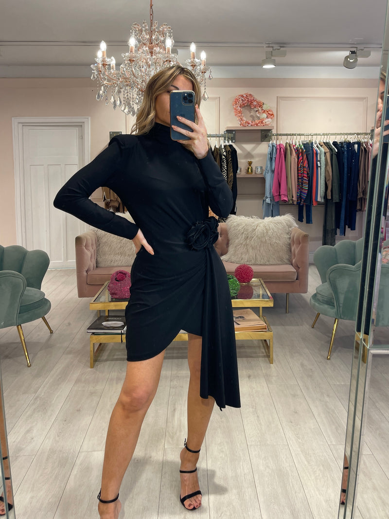 CALISTA BLACK CORSAGE DRESS
