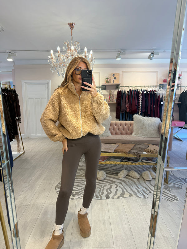 LANA BORG ZIP TROUGH FLEECE BEIGE