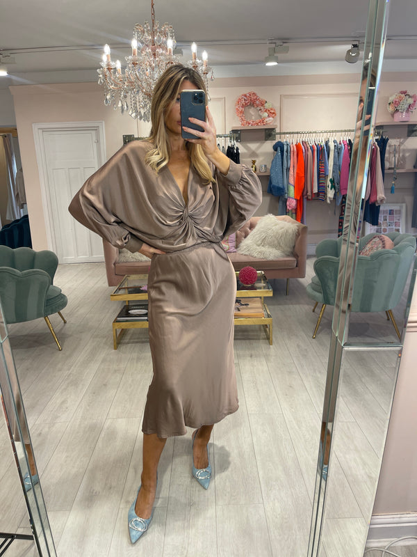 MELODY MOCHA SATIN SKIRT