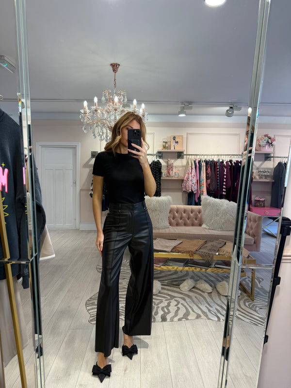 FRANCES FAUX LEATHER TROUSERS BLACK