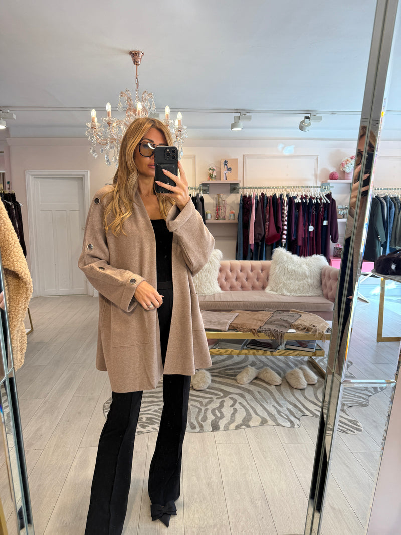 TREY OPEN FRONT LONGLINE CARDIGAN MOCHA