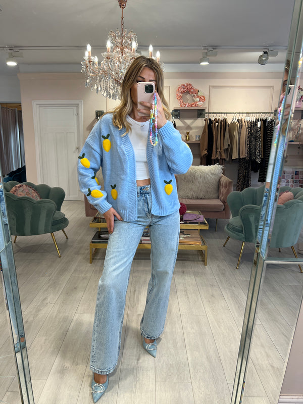 RIZZI LEMON CARDIGAN IN BABY BLUE