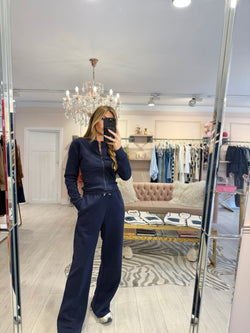 RUBY FITTED BOMBER TOP & TRS SET NAVY