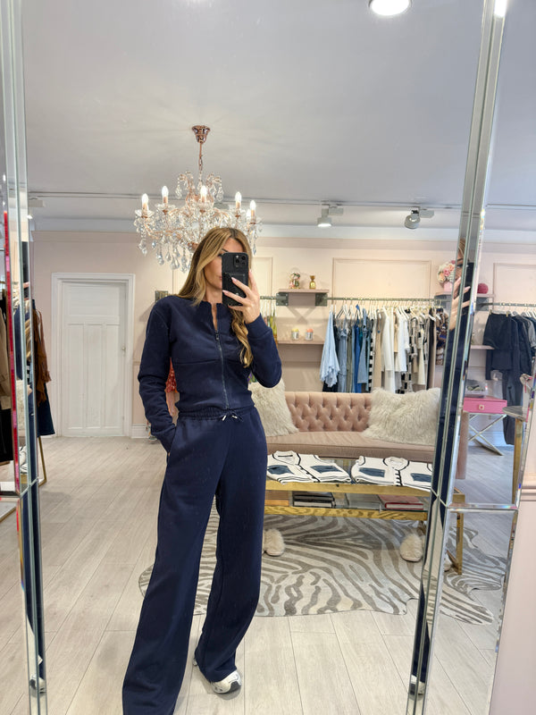 RUBY FITTED BOMBER TOP & TRS SET NAVY