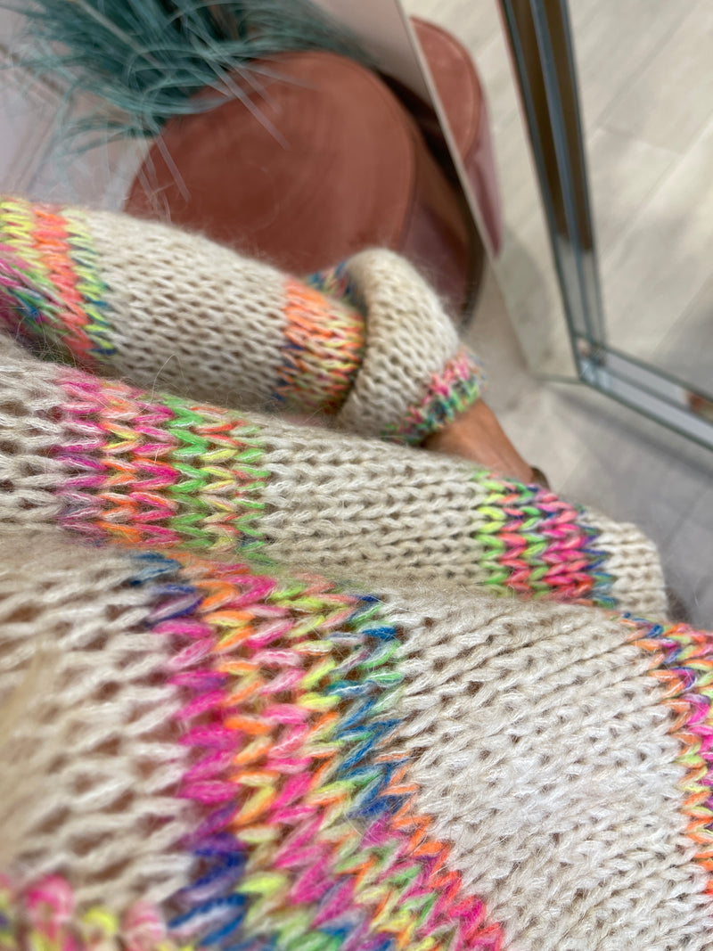 NEON MULTICOLOUR BEIGE KNITTED JUMPER