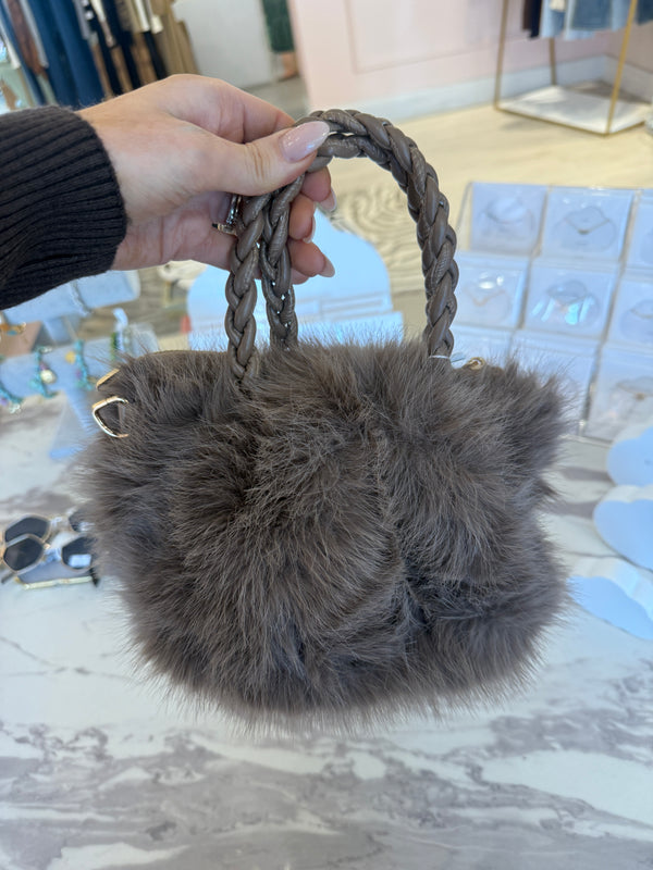 FAUX FUR BAG TAUPE