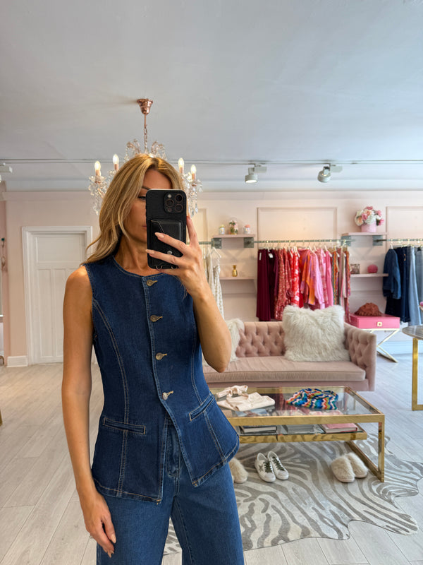 SARA DARK DENIM WAISTCOAT