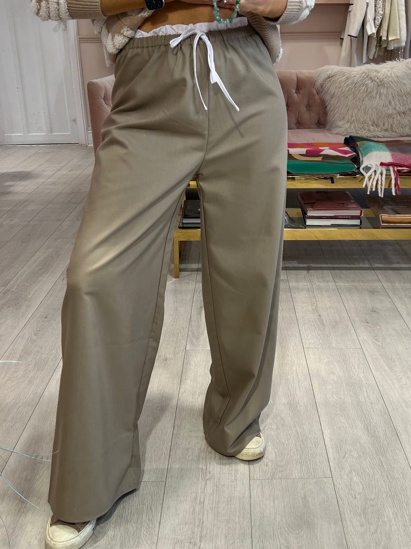 LEAH TAUPE WIDE LEG TROUSER